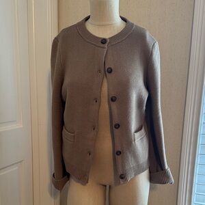 Marled Taupe Button-Up Knit Cardigan